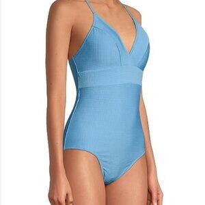 Vineyard Vines Seersucker Sconset in Ocean Blue One Piece Swimsuit Plus Size 3X